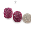 Ruby Gemstone Carving : 70.00cts Natural Untreated Unheated Red Ruby Hand Carved Cushion Shape 27*22.5mm Pair