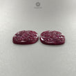 Ruby Gemstone Carving : 70.00cts Natural Untreated Unheated Red Ruby Hand Carved Cushion Shape 27*22.5mm Pair