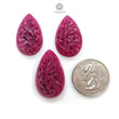 Ruby Gemstone Carving : 64.00cts Natural Untreated Unheated Red Ruby Hand Carved Pear Shape 27*18mm - 32*19.5mm 3pcs Set