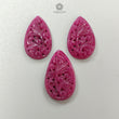 Ruby Gemstone Carving : 64.00cts Natural Untreated Unheated Red Ruby Hand Carved Pear Shape 27*18mm - 32*19.5mm 3pcs Set