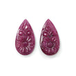 Ruby Gemstone Carving : 30.80cts Natural Untreated Unheated Red Ruby Hand Carved Pear Shape 28*15mm Pair