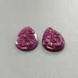 Ruby Gemstone Carving : 30.80cts Natural Untreated Unheated Red Ruby Hand Carved Pear Shape 28*15mm Pair