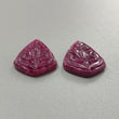 Ruby Gemstone Carving : 36.00cts Natural Untreated Unheated Red Ruby Hand Carved Pear Shape 27*19mm - 28*19mm 2pc Set For Jewelry