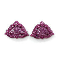 Ruby Gemstone Carving : 38.70cts Natural Untreated Unheated Red Ruby Hand Carved Uneven Shape 20*27mm Pair For Jewelry