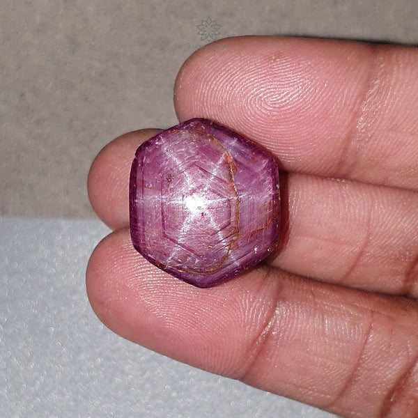 Star Ruby Gemstone Cabochon : 42.90cts Natural Untreated Red Ruby 6Ray Star Hexagon Shape 20.5*18mm