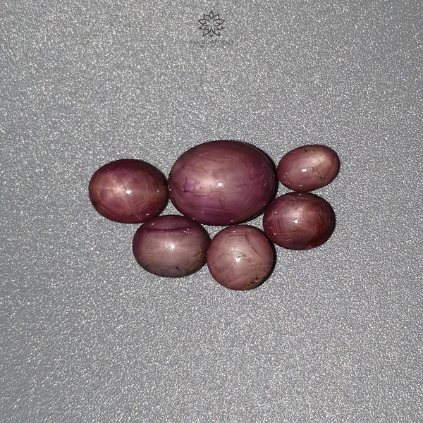 Star Ruby Gemstone Cabochon : 27.10cts Natural Untreated Unheated Ruby Oval Shape 7.5*5.5mm - 13*10.5mm 6pcs Lot