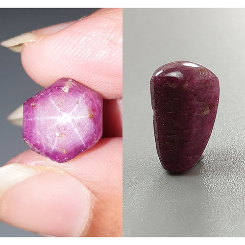 Star Ruby Gemstone Wand Specimen : 17.60cts. Natural Untreated Unheated Red 6Ray Johnson Mines Star Ruby Hexagon Shape 11*9mm 1pc