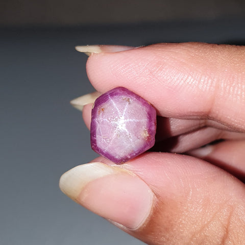 Star Ruby Gemstone Wand Specimen : 20.00cts. Natural Untreated Unheated Red 6Ray Johnson Mines Star Ruby Hexagon Shape 12*10mm 1pc