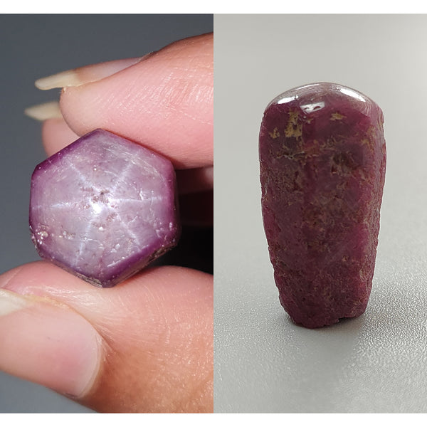 Star Ruby Gemstone Wand Specimen : 57.40cts. Natural Untreated Unheated Red 6Ray Johnson Mines Star Ruby Hexagon Shape 14*12.5mm 1pc