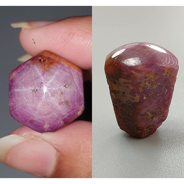 Star Ruby Gemstone Wand Specimen : 70.00cts. Natural Untreated Unheated Red 6Ray Johnson Mines Star Ruby Hexagon Shape 19*17mm 1pc