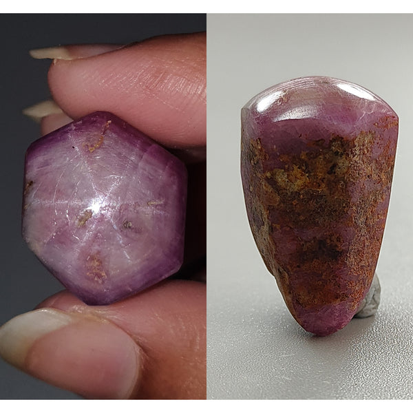 Star Ruby Gemstone Wand Specimen : 95.90cts. Natural Untreated Unheated Red 6Ray Johnson Mines Star Ruby Hexagon Shape 20*17mm 1pc