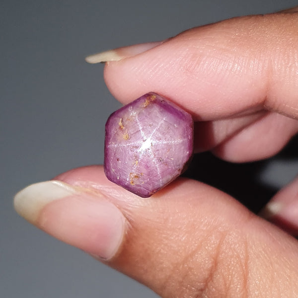 Star Ruby Gemstone Wand Specimen : 34.40cts.  Natural Untreated Unheated Red 6Ray Johnson Mines Star Ruby Hexagon Shape 18*11mm 1pc