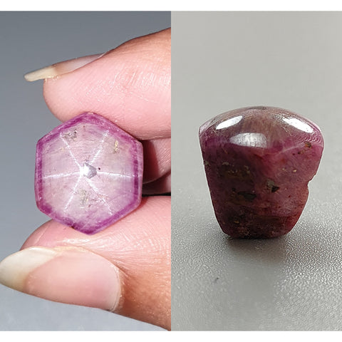 Star Ruby Gemstone Wand Specimen : 26.60cts. Natural Untreated Unheated Red 6Ray Johnson Mines Star Ruby Hexagon Shape 14.5*13mm 1pc