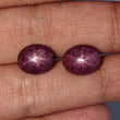 Star Ruby Gemstone Cabochon: Natural Untreated Unheated Red 6Ray Star Ruby Oval & Round Shape 2pc - 3pc Set For Jewelry