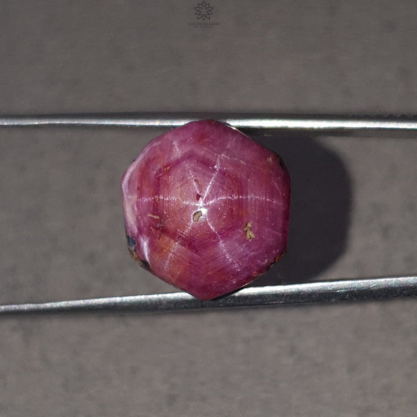 Star Ruby Gemstone Wand Specimen: 44.40cts Natural Untreated 6Ray Star Ruby Hexagon Shape Healing Crystal 21*16mm 1pc July Birthstone
