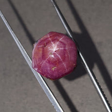 Star Ruby Gemstone Wand Specimen: 44.40cts Natural Untreated 6Ray Star Ruby Hexagon Shape Healing Crystal 21*16mm 1pc July Birthstone