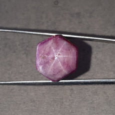 Star Ruby Gemstone Wand Specimen: 62.60cts Natural Untreated 6Ray Star Ruby Hexagon Shape Healing Crystal 24*16mm 1pc July Birthstone
