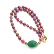 Zoisite Ruby Necklace Earring Jewelry Set: 234.20cts Natural Untreated Ruby, Quartzite Round Plain Brass Jewelry Set 8mm 18"