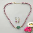 Zoisite Ruby Necklace Earring Jewelry Set: 234.20cts Natural Untreated Ruby, Quartzite Round Plain Brass Jewelry Set 8mm 18"