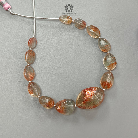 Sunstone Gemstone Loose Beads : 72.40Cts Natural Untreated Chatoyant Orange Sunstone Oval Uneven Shape