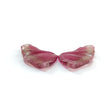 Rubellite Tourmaline Gemstone Carving: 44.40cts Natural Untreated Watermelon Pink Tourmaline Hand Carved Butterfly 41.5*20.5mm Pair