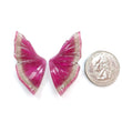 Rubellite Tourmaline Gemstone Carving: 49.90cts Natural Untreated Watermelon Pink Tourmaline Hand Carved Butterfly 45.5*22mm Pair