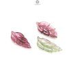 Watermelon Tourmaline Gemstone Carving: Natural Untreated Unheated Bi-Color Tourmaline Hand Carved Leaves 3pcs Set October Birthstone