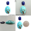 Turquoise Gemstone Cabochon: Natural Untreated Sleeping Beauty Arizona Turquoise with Lapis Lazuli Oval, Triangle Shape 2pcs Set for Jewelry