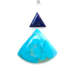 Turquoise Gemstone Cabochon: Natural Untreated Sleeping Beauty Arizona Turquoise with Lapis Lazuli Oval, Triangle Shape 2pcs Set for Jewelry