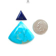 Turquoise Gemstone Cabochon: Natural Untreated Sleeping Beauty Arizona Turquoise with Lapis Lazuli Oval, Triangle Shape 2pcs Set for Jewelry