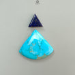 Turquoise Gemstone Cabochon: Natural Untreated Sleeping Beauty Arizona Turquoise with Lapis Lazuli Oval, Triangle Shape 2pcs Set for Jewelry