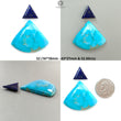 Turquoise Gemstone Cabochon: Natural Untreated Sleeping Beauty Arizona Turquoise with Lapis Lazuli Oval, Triangle Shape 2pcs Set for Jewelry