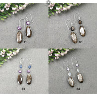 Sapphire & Moonstone Gemstone Earring : Natural Untreated Chocolate Sapphire 925 Sterling Silver Drop Dangle Hook Earring