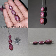 Star Ruby Gemstone Loose Beads : Natural Untreated Unheated Both Side 6Ray Star Ruby Oval Beads