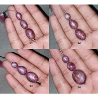 Star Ruby Gemstone Loose Beads : Natural Untreated Unheated Both Side 6Ray Star Ruby Oval Beads