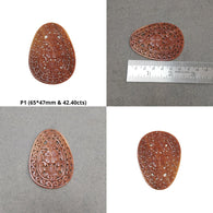 QUARTZ Gemstone Carving : Natural Untreated Multi Color Quartz Hand Carved Pear Oval Shape