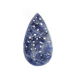 BLUE SAPPHIRE Gemstone Carving : Natural Untreated Unheated Sapphire Hand Carved Pear Shape 52*29mm, 51.75cts approx each Flat Back