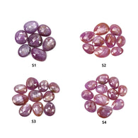 नीलम रत्न गुलाब कट: प्राकृतिक अनुपचारित बिना गरम रास्पबेरी शीन गुलाबी नीलम असमान आकार सेट