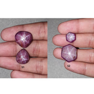 Johnson Star Ruby Gemstone Cabochon : 47cts - 49cts Natural Untreated Unheated Red 6Ray Star Ruby Hexagon Shape 2Pcs Sets