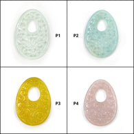 नीला, पीला, हल्का हरा और गुलाबी ओनिक्स रत्न नक्काशी: प्राकृतिक रंग बढ़ाया ओनिक्स हाथ नक्काशीदार अंडा आकार 43*31mm-44*31mm 1pc