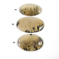 टाइगर डेंड्राइट एगेट रत्न कैबोकॉन: प्राकृतिक अनुपचारित बिना गर्म किया हुआ द्वि-रंग एगेट अंडाकार आकार 38*22 मिमी - 45*27 मिमी 1 पीसी