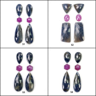 MULTI SAPPHIRE Gemstone Rose Cut : Natural Untreated Unheated Sapphire Bi-Color Pear And Uneven Shape 6pcs
