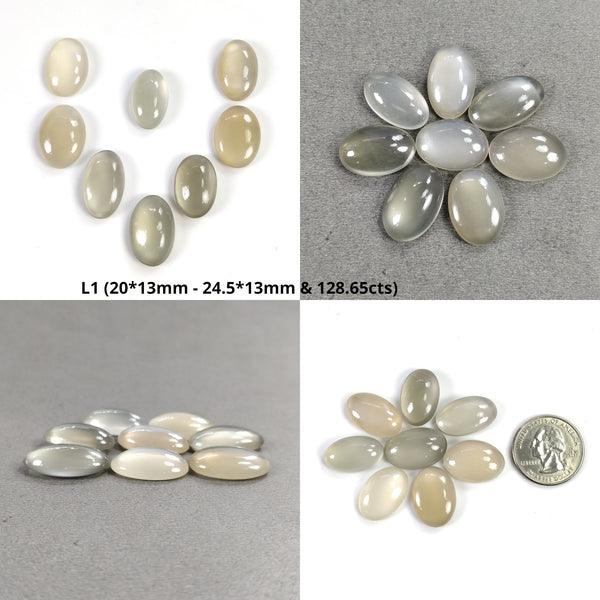 MOONSTONE Gemstone Cabochon : Natural Untreated Unheated Multi Color Moonstone Oval Shape 8pcs Lots