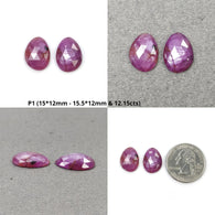 Raspberry Sheen SAPPHIRE Gemstone Rose Cut : Natural Untreated Unheated Pink Sapphire Egg Shape 2pcs