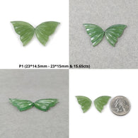 एंटीगोराइट सर्पेन्टाइन रत्न नक्काशी: प्राकृतिक अनुपचारित हरी सर्पेन्टाइन हाथ नक्काशीदार तितली जोड़ी