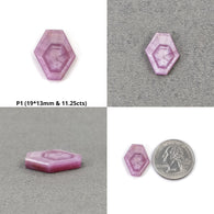 Sapphire Gemstone Flat Slices : Natural Untreated Unheated Rare Dimensional Rosemary Pink Sapphire Trapiche Hexagon Shape