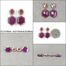 Sapphire Gemstone Normal Cut : Natural Untreated Raspberry Pink Sapphire Hexagon Shape 4pcs