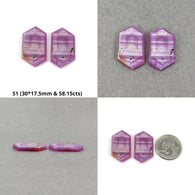 Sapphire Gemstone Flat Slices : Natural Untreated Rosemary Pink Sapphire Hexagon Shape Sets