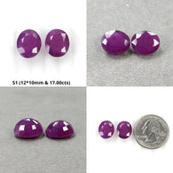 Ruby Gemstone Normal Cut : Natural Untreated Unheated Purple Ruby Oval Cushion Shape Pair & 3pcs