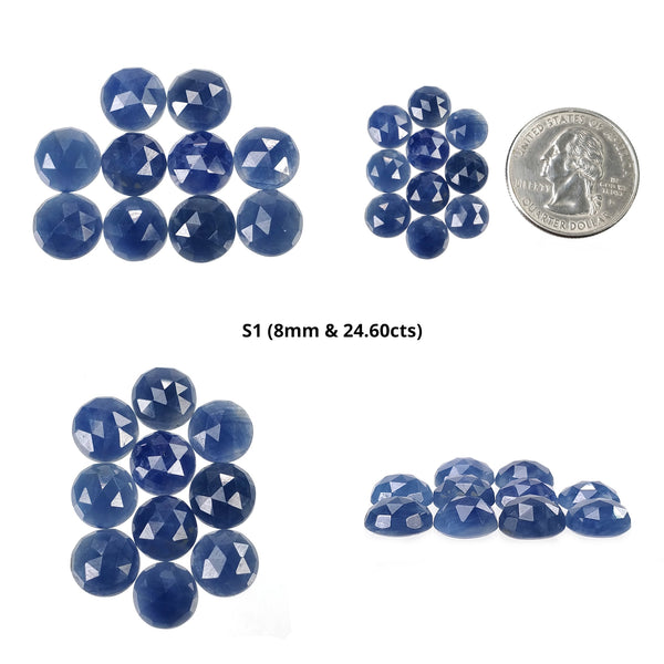 Sapphire Gemstone Rose Cut : Natural Untreated Blue & Raspberry Pink Sapphire Round Shape Sets